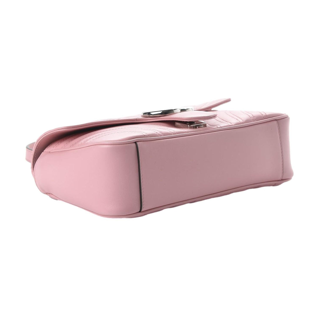Gucci Marmont Wild Rose Leather Matelasse Mini Shoulder Bag 446744