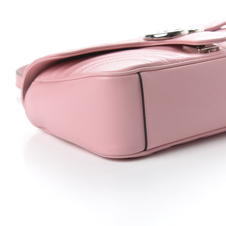 Gucci Marmont Wild Rose Leather Matelasse Mini Shoulder Bag 446744