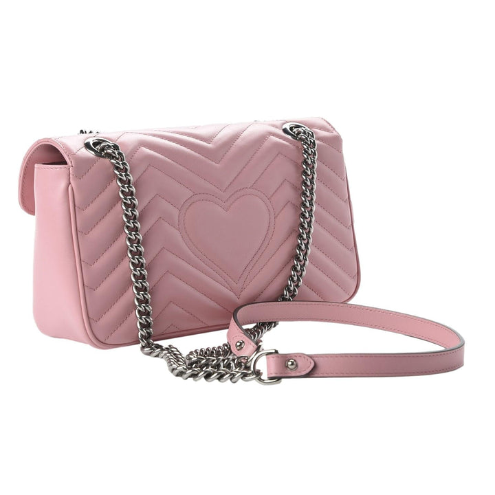 Gucci Marmont Wild Rose Leather Matelasse Mini Shoulder Bag 446744