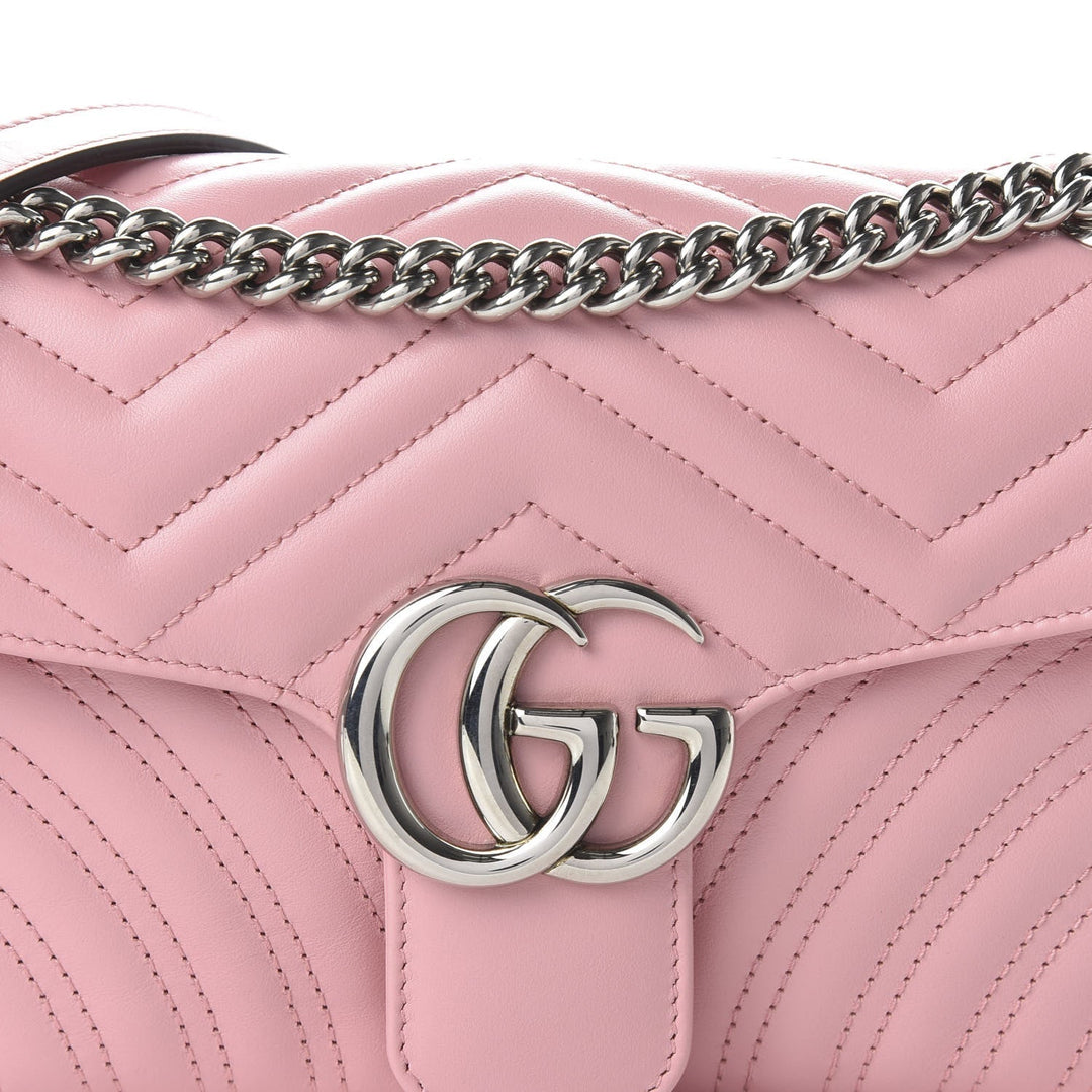 Gucci Marmont Wild Rose Leather Matelasse Mini Shoulder Bag 446744