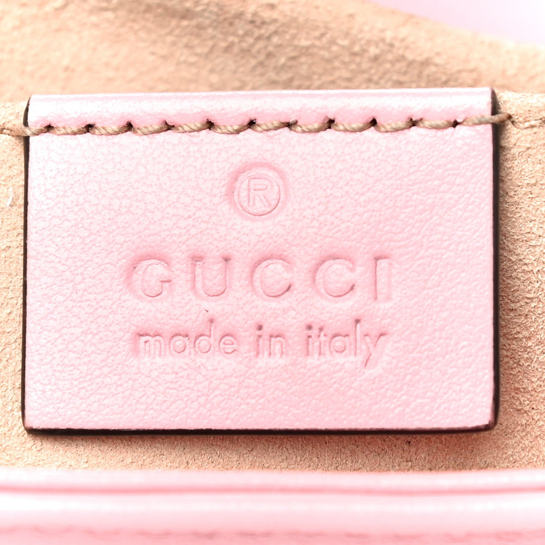 Gucci Marmont Wild Rose Leather Matelasse Mini Shoulder Bag 446744