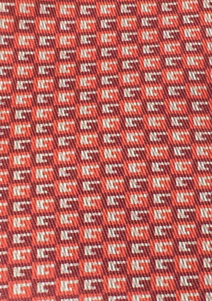 Gucci Men's Geometric Red Orange Silk Necktie 349407