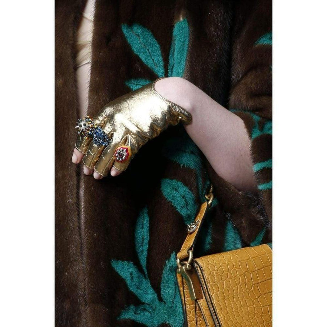 Metallic Gold Leather Gloves