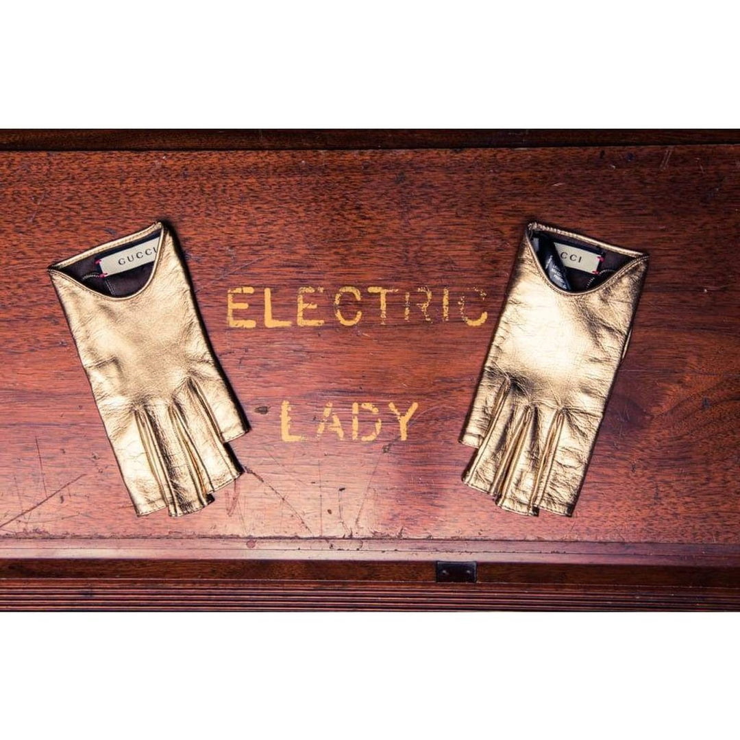 Metallic Gold Leather Gloves