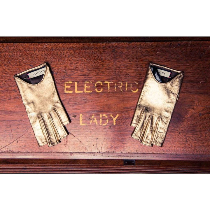 Metallic Gold Leather Gloves