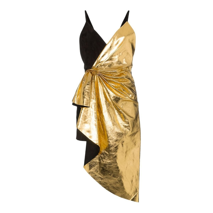 Gucci-Metallic Leather Asymmetric Mini Dress - Runway Catalog