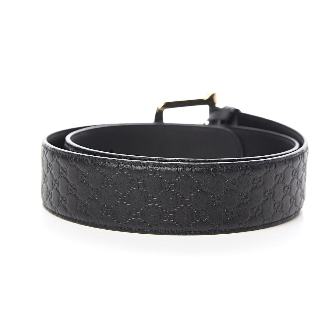 Gucci Microguccissima Black Leather Gold Buckle Belt 95/38 449716