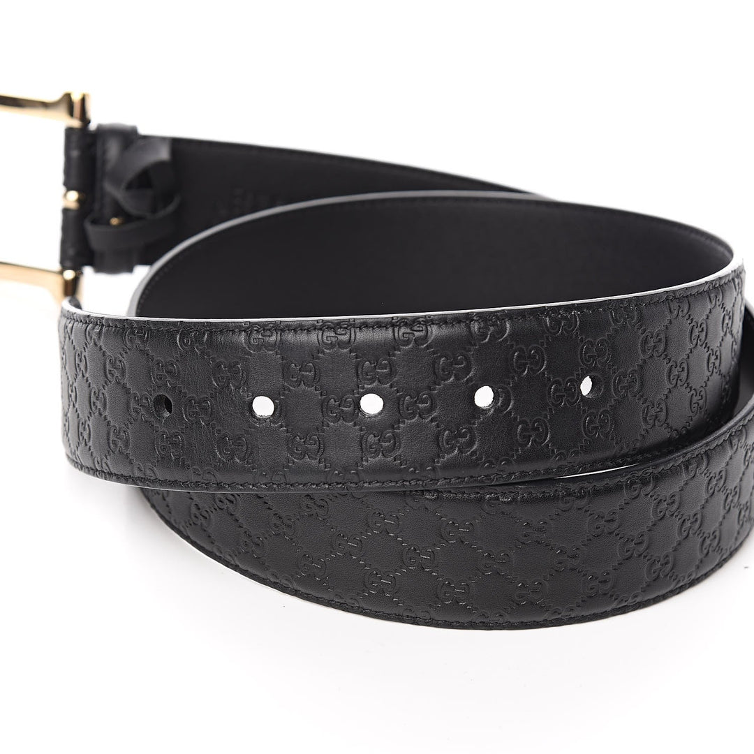 Gucci Microguccissima Black Leather Gold Buckle Belt 95/38 449716
