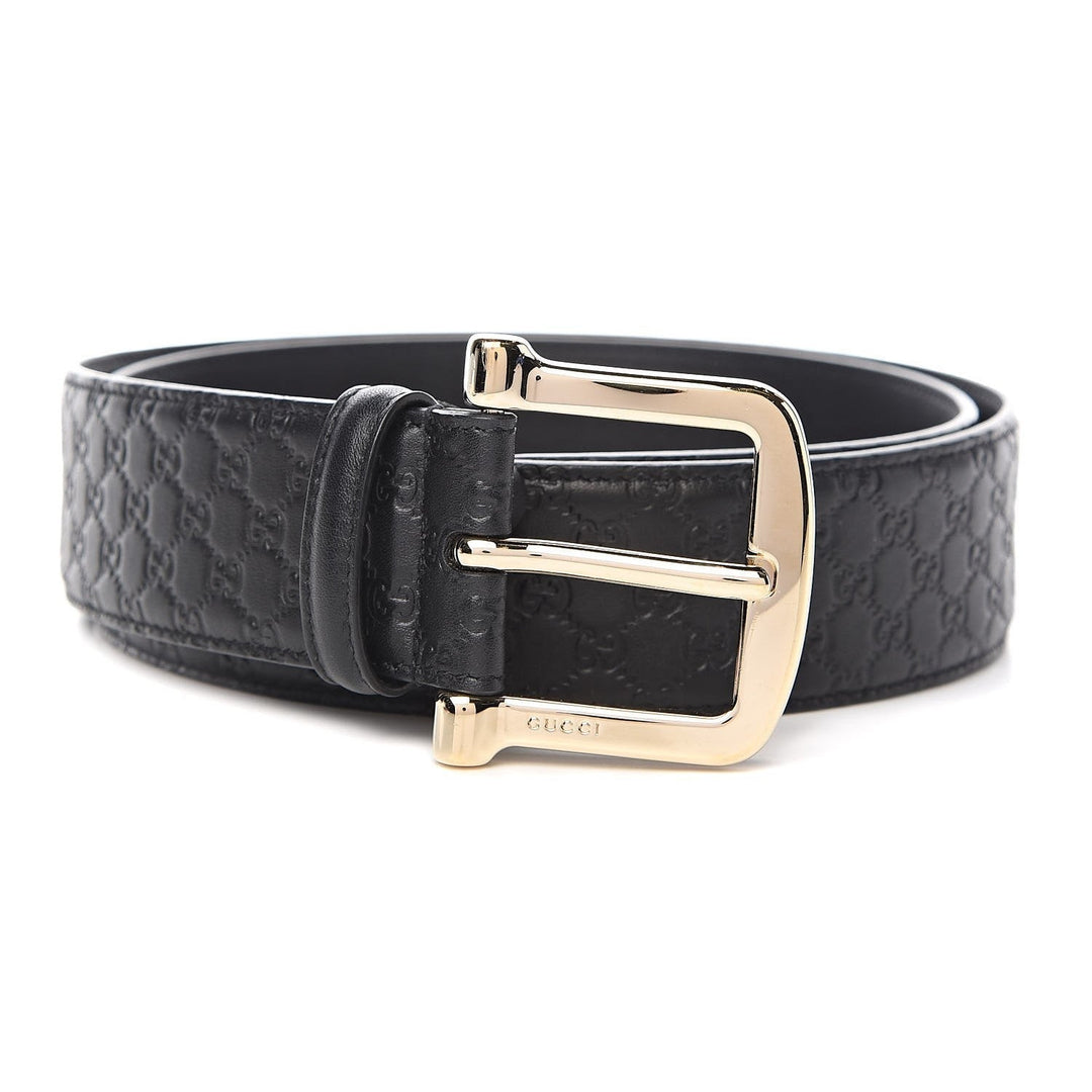 Gucci Microguccissima Black Leather Gold Buckle Belt 95/38 449716