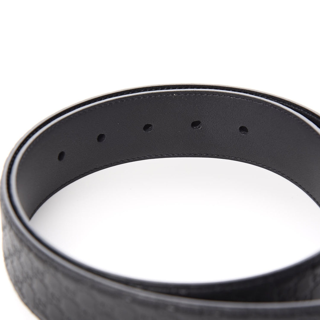 Gucci Microguccissima Black Leather Gold Buckle Belt 95/38 449716