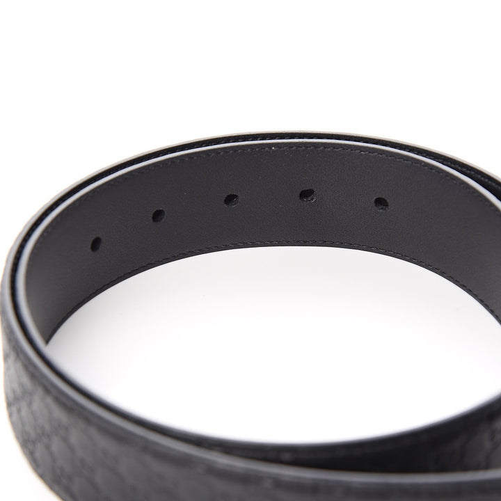 Gucci Microguccissima Black Leather Gold Buckle Belt 95/38 449716