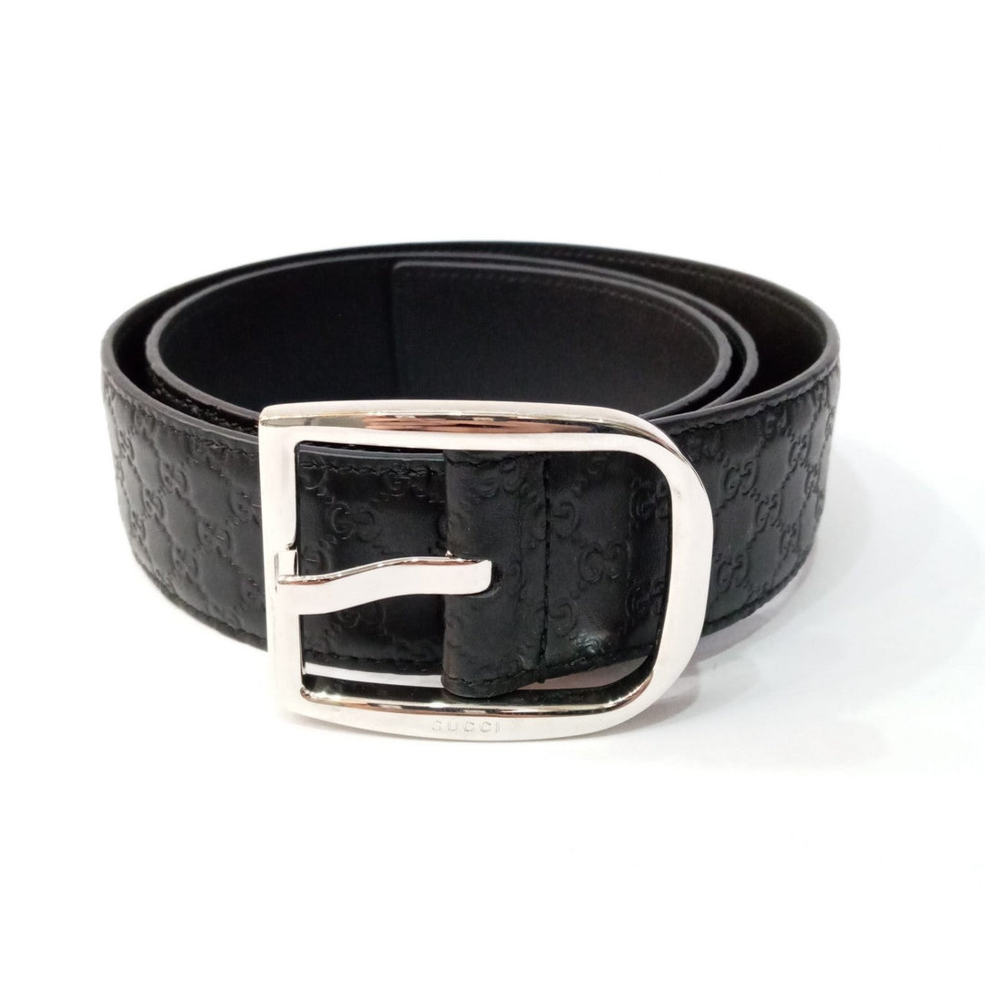 Gucci Microguccissima Black Leather Silver Buckle Belt 115/46 449716
