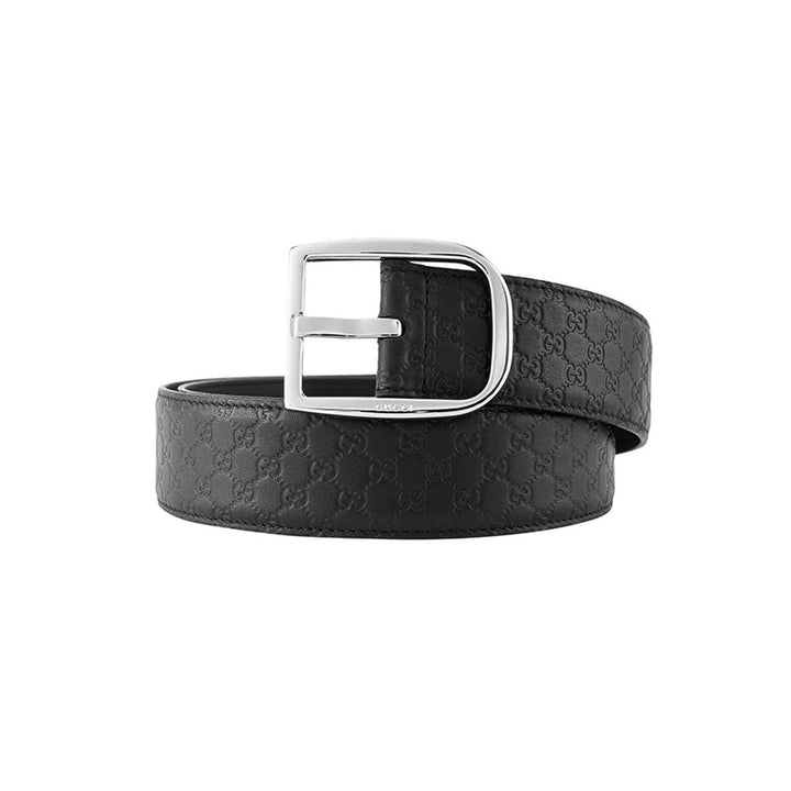Gucci Microguccissima Black Leather Silver Buckle Belt 115/46 449716