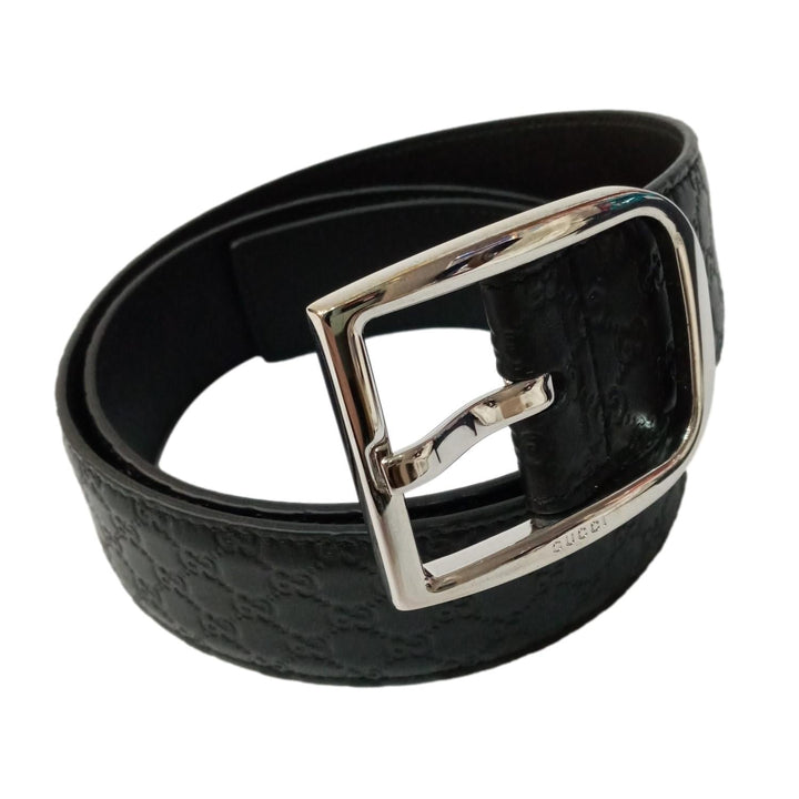 Gucci Microguccissima Black Leather Silver Buckle Belt 115/46 449716