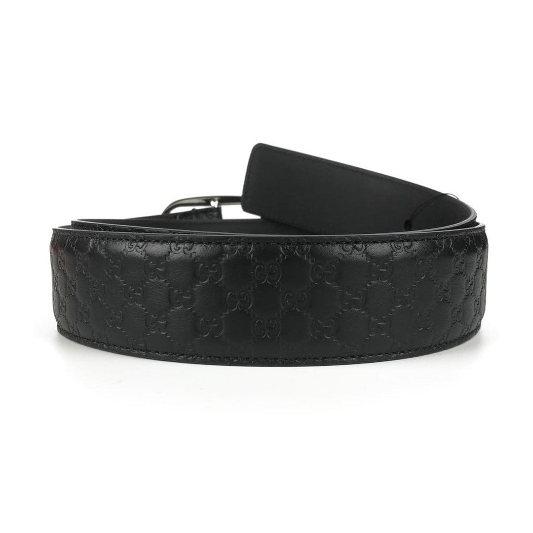 Gucci Microguccissima Black Leather Silver Buckle Belt 115/46 449716