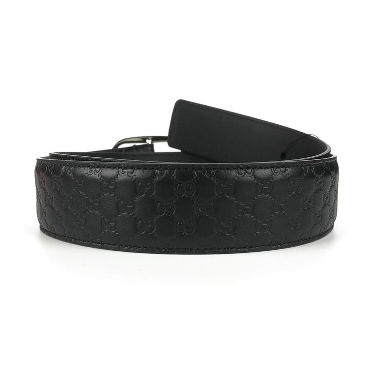 Gucci Microguccissima Black Leather Silver Buckle Belt 115/46 449716