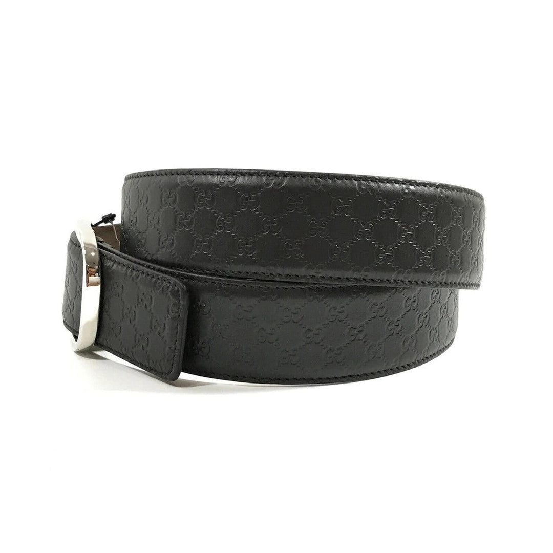 Gucci Microguccissima Black Leather Silver Buckle Belt 115/46 449716