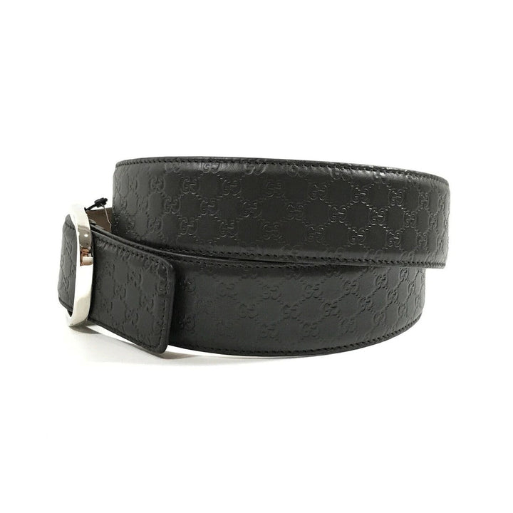 Gucci Microguccissima Black Leather Silver Buckle Belt 115/46 449716