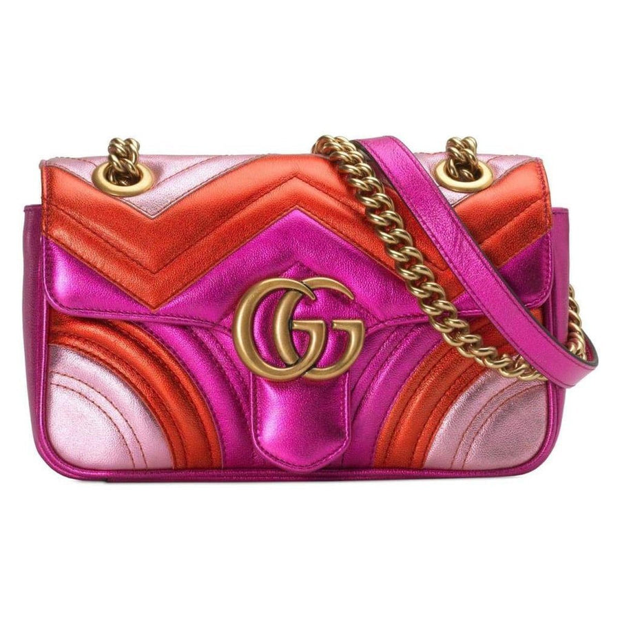 Gucci-Mini Marmont 2.0 Metallic Leather Shoulder Bag - Runway Catalog