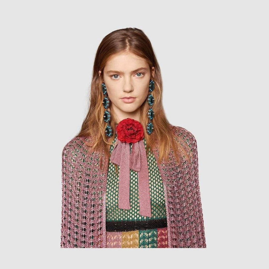 Multi Stripe Lurex Knitted Crochet Dress