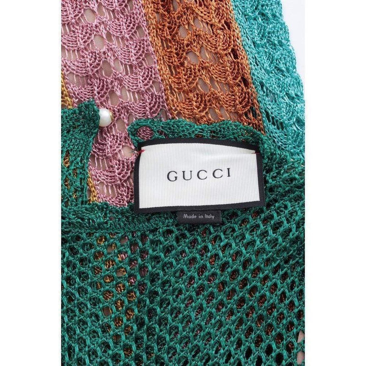 Multi Stripe Lurex Knitted Crochet Dress