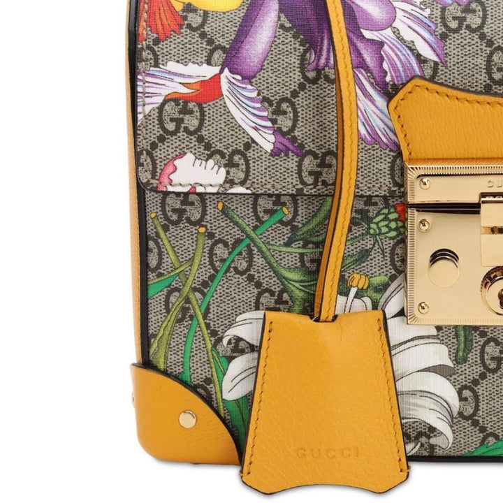 Multicolor Small GG Flora Bamboo Padlock Bag