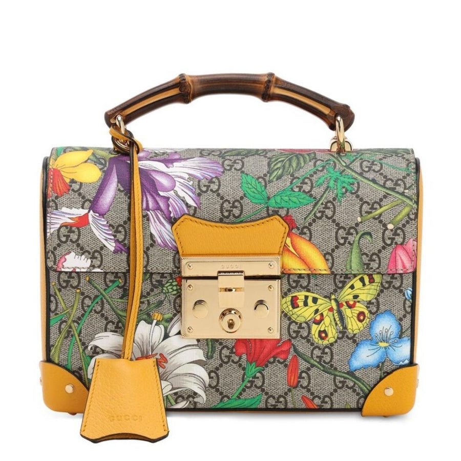 Gucci-Multicolor Small GG Flora Bamboo Padlock Bag - Runway Catalog