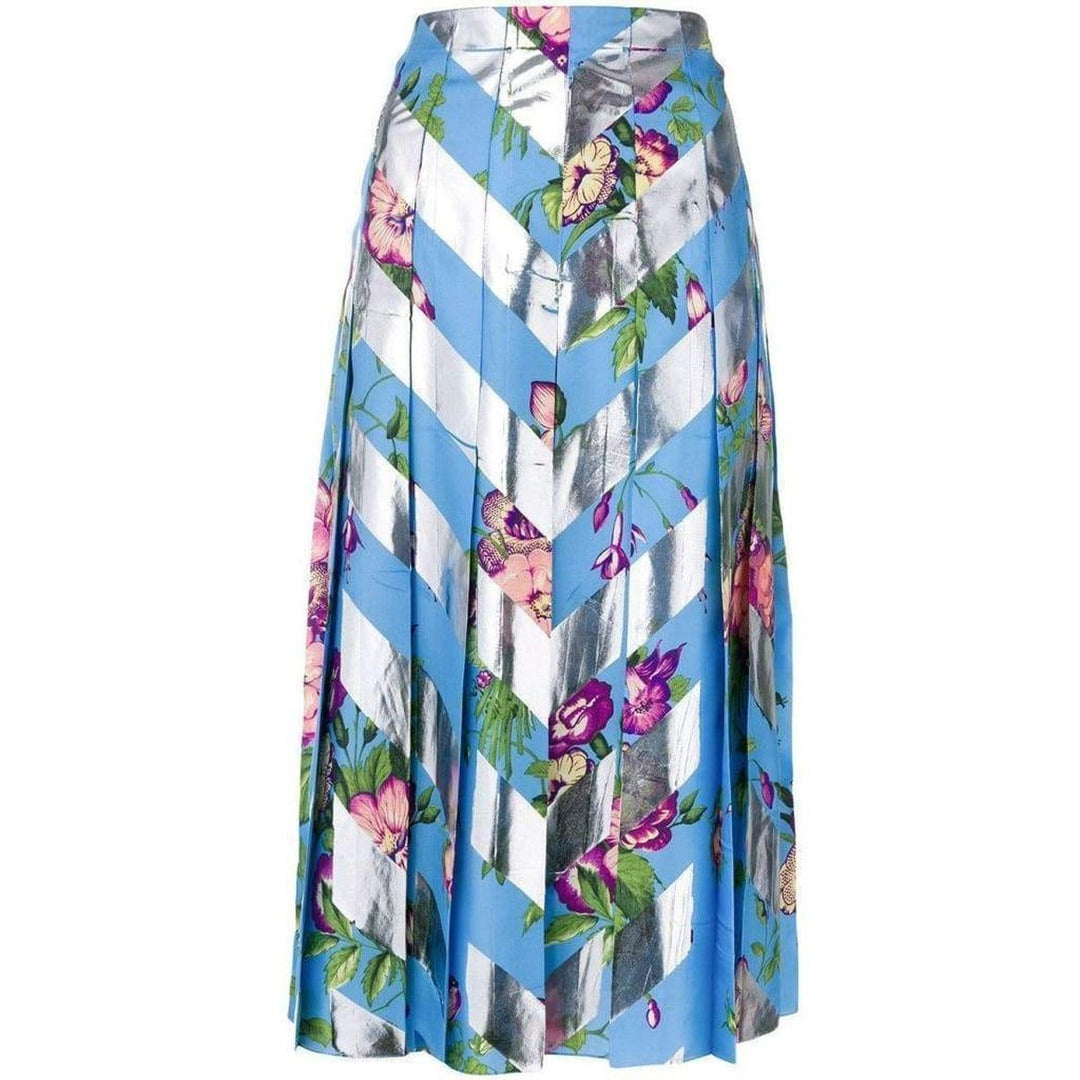 Gucci-Multicolour Striped Floral Silk Skirt - Runway Catalog