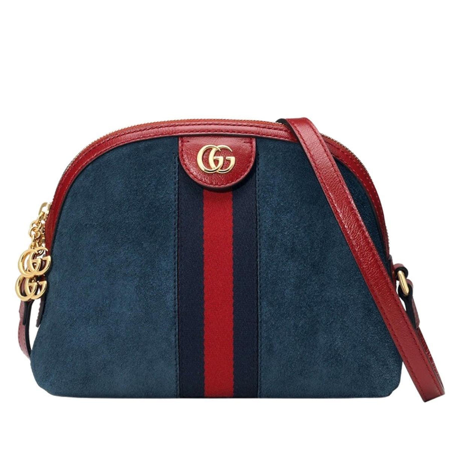 Gucci-Navy Leather Suede Ophidia Shoulder Bag - Runway Catalog