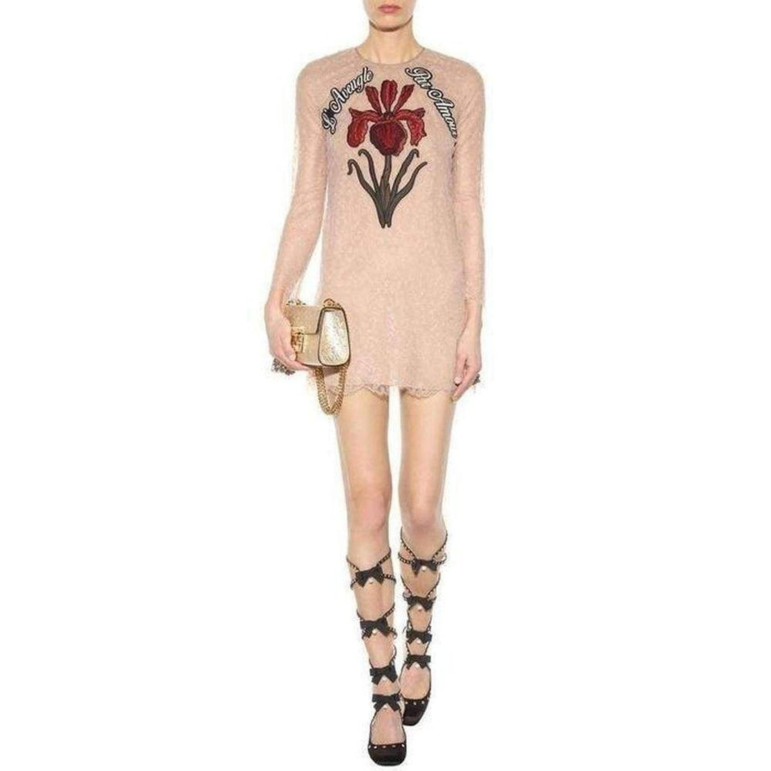 Nude Lace Embroidered Dress