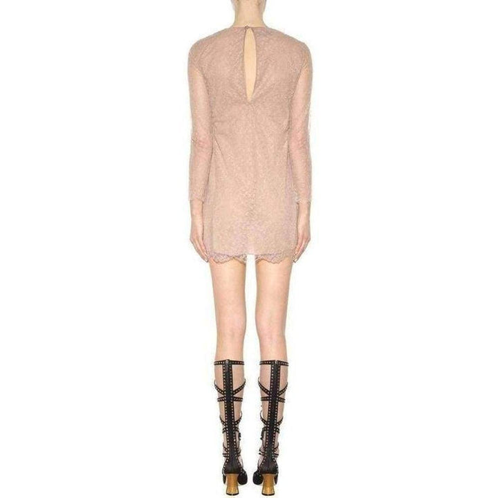 Nude Lace Embroidered Dress