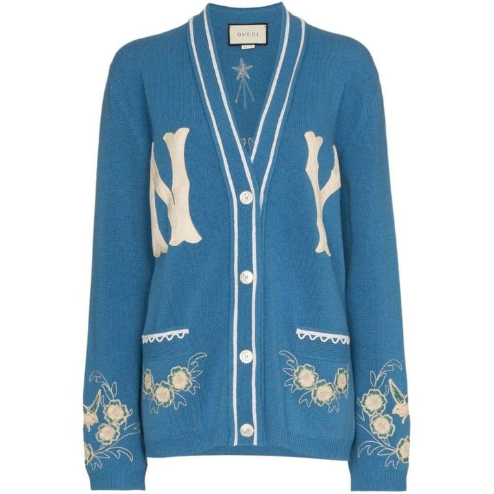 Gucci-NY Yankees Patch Embroidered Wool Cardigan - Runway Catalog
