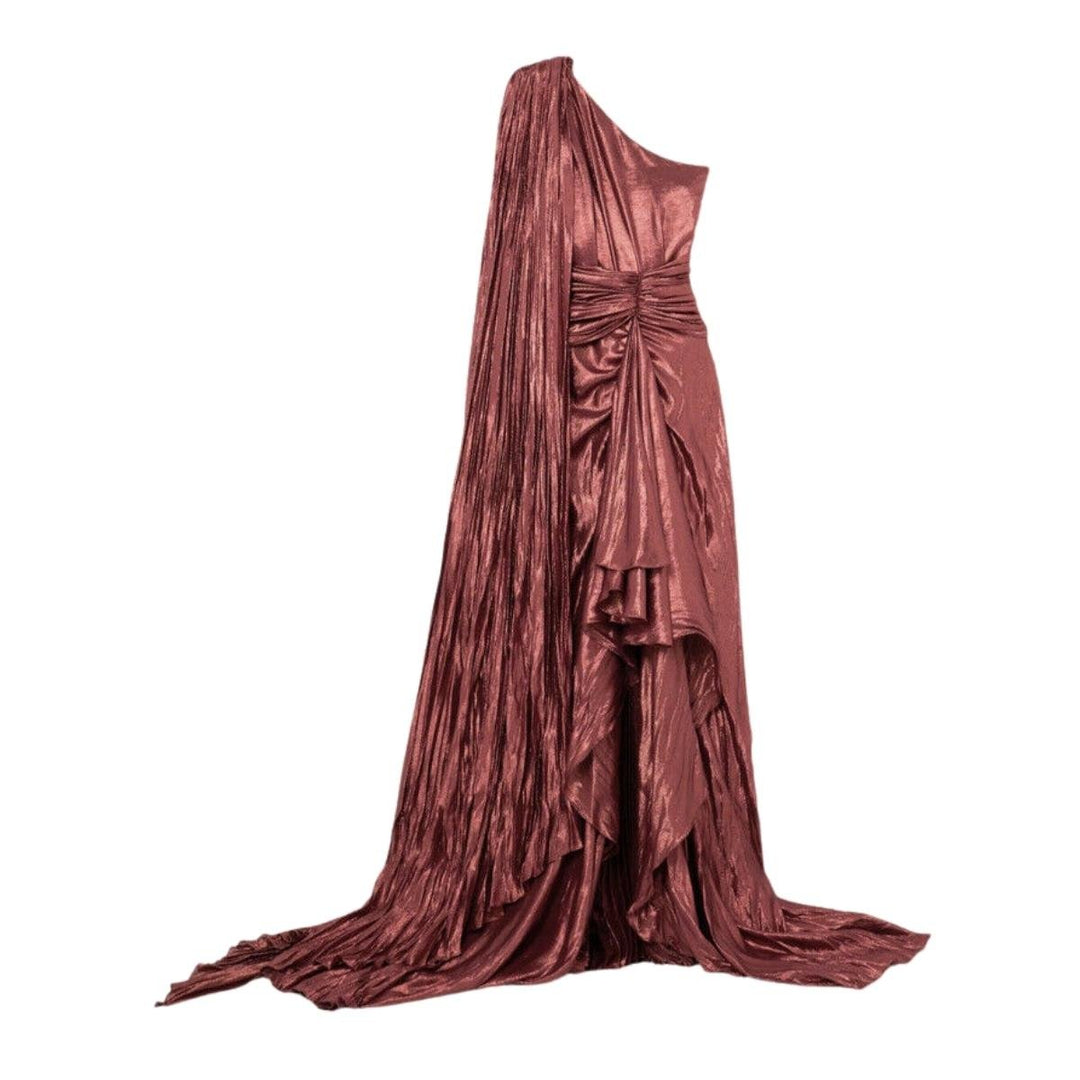 Gucci-One Shoulder Asymmetric Lame Gown - Runway Catalog