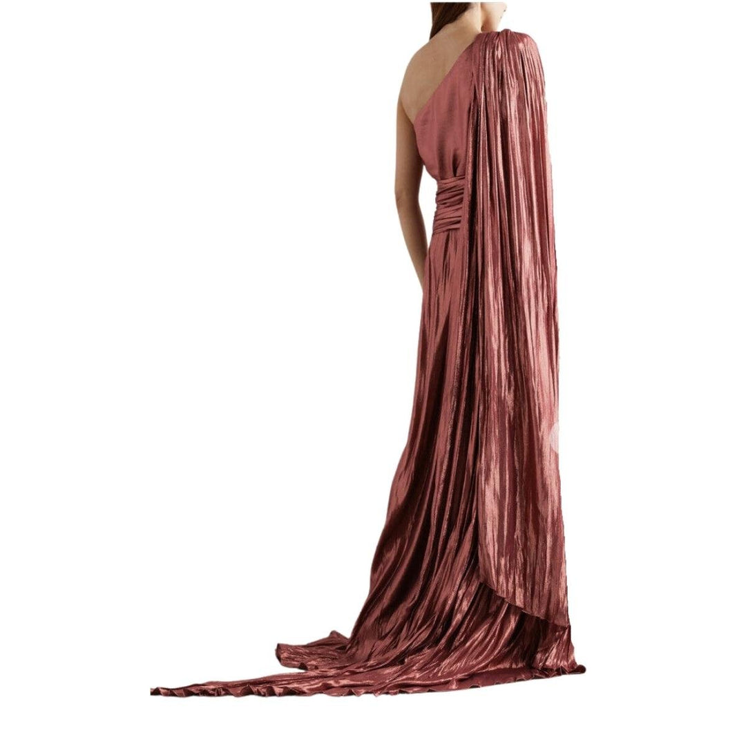 One Shoulder Asymmetric Lame Gown