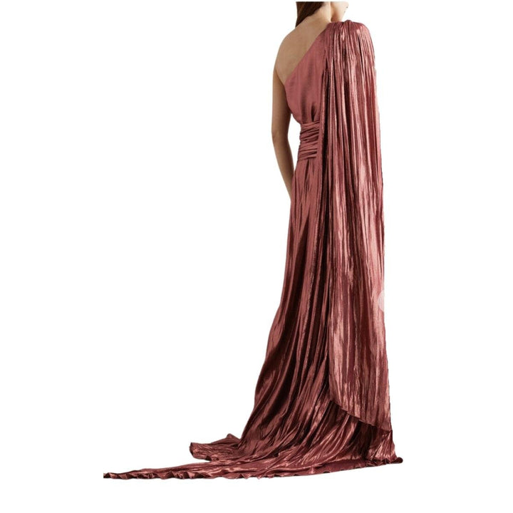 One Shoulder Asymmetric Lame Gown