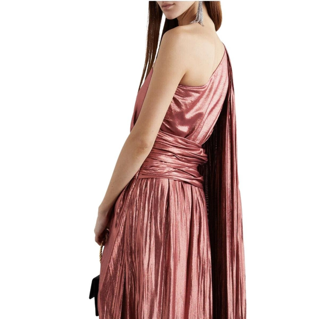 One Shoulder Asymmetric Lame Gown