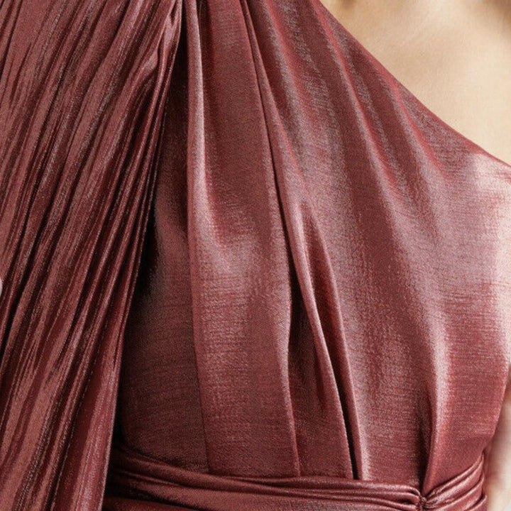 One Shoulder Asymmetric Lame Gown