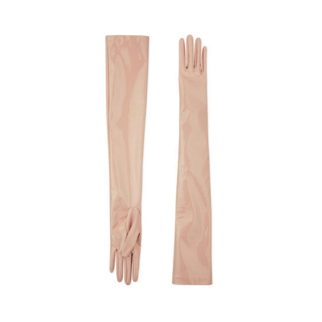Gucci-Opera Beige Patent Leather Gloves - Runway Catalog