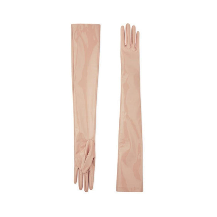 Gucci-Opera Beige Patent Leather Gloves - Runway Catalog