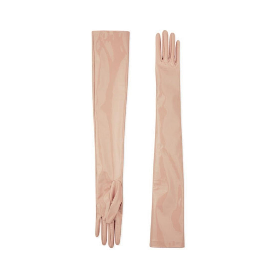 Gucci-Opera Beige Patent Leather Gloves - Runway Catalog