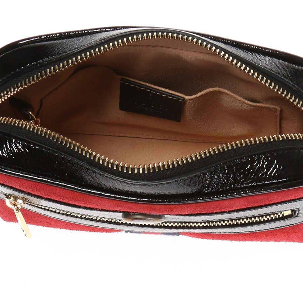 Gucci Ophidia Red Suede Patent Web Mini Shoulder Bag 517350