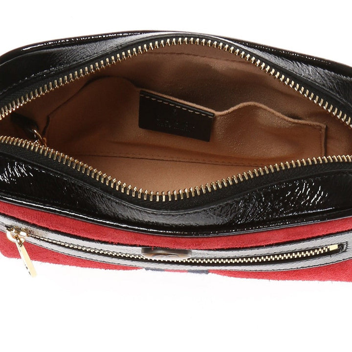 Gucci Ophidia Red Suede Patent Web Mini Shoulder Bag 517350