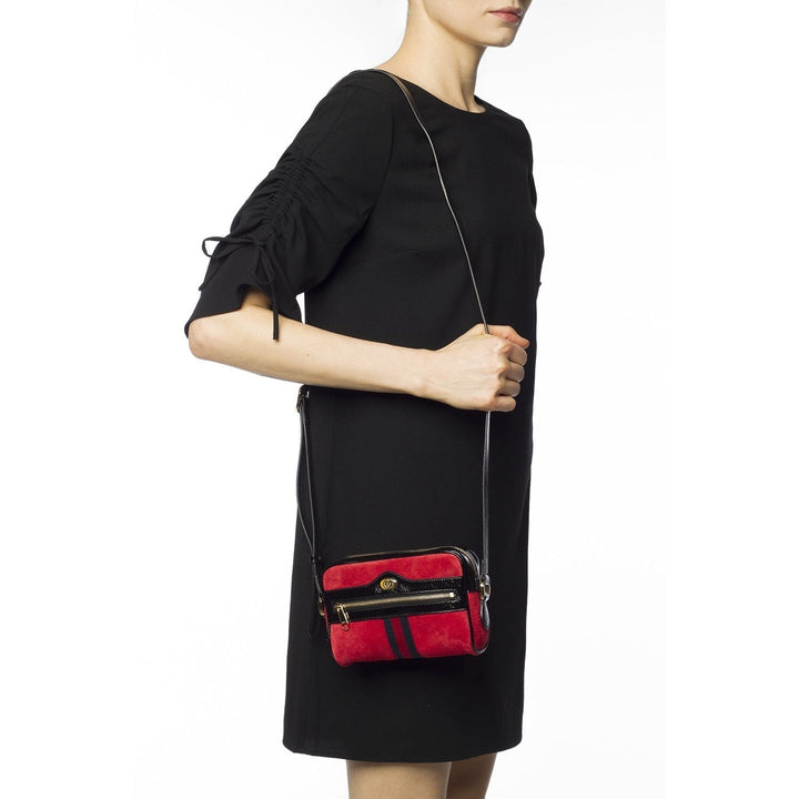 Gucci Ophidia Red Suede Patent Web Mini Shoulder Bag 517350