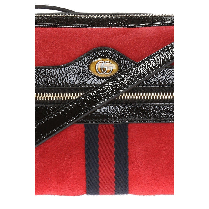 Gucci Ophidia Red Suede Patent Web Mini Shoulder Bag 517350