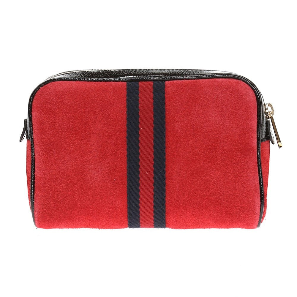 Gucci Ophidia Red Suede Patent Web Mini Shoulder Bag 517350