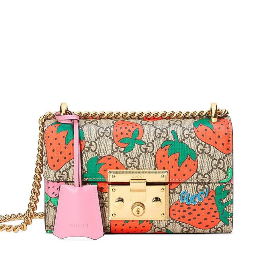 Gucci-Padlock Gg Strawberry Small Shoulder Bag - Runway Catalog