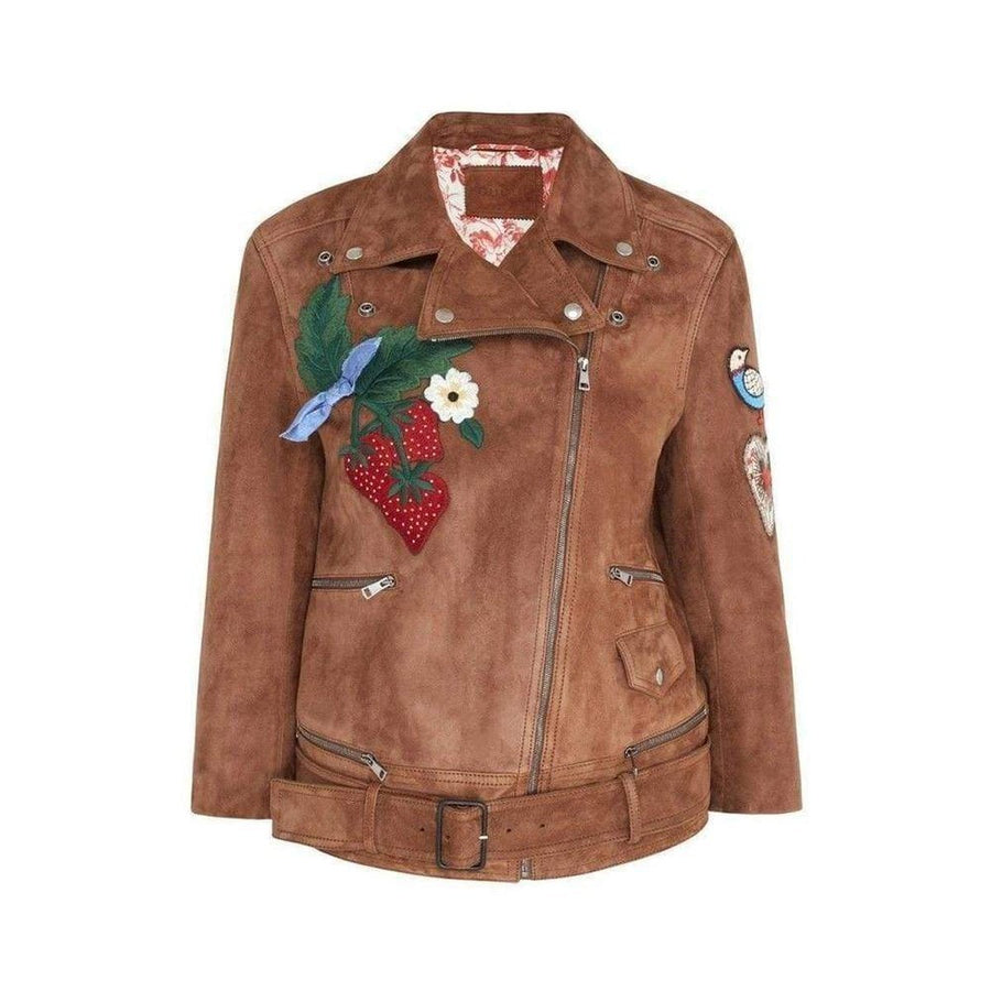 Gucci-Patches Embroidered Suede Jacket - Runway Catalog