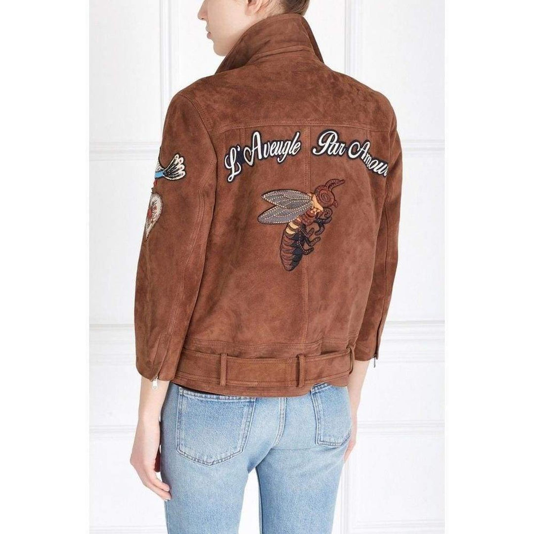 Patches Embroidered Suede Jacket