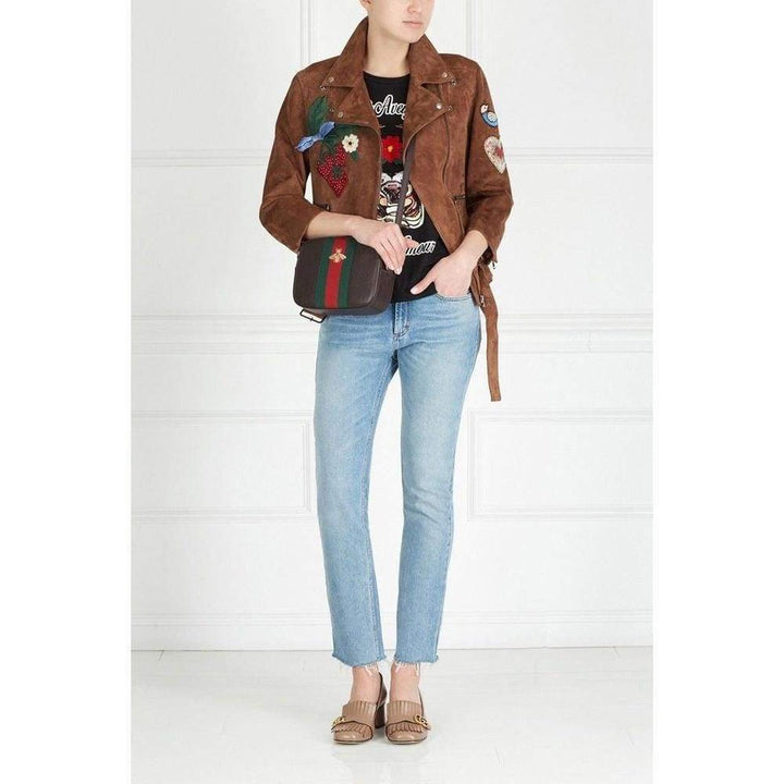 Patches Embroidered Suede Jacket
