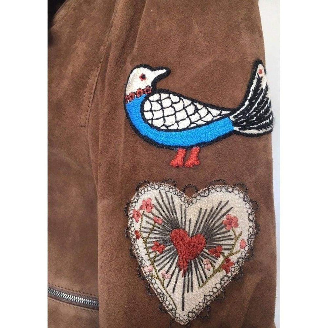 Patches Embroidered Suede Jacket